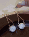 1Pair Bowknot Ball Pattern Rhinestone Drop Earrings silver
