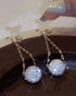 1Pair Bowknot Ball Pattern Rhinestone Drop Earrings silver