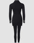 2 Piece Outfits Long Sleeve Beaded Side Slit Knit Top High Waist Skinny Pants Lounge Sets black