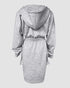 Overlap V-Neck Drop Shoulder Cinched Waist Drawstring Hoodie Dress Casual Flap Cargo Pockets Design Drawstring Elastic Waist Midi Dress gray