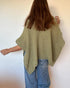 Solid Batwing Sleeve Hollow-out Crochet Pattern Top Casual Cover Up green