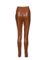 Studded Tied Detail PU Leather Slim Fit Side Sllit High Waist Pants Elegant Pants brown