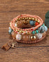 1pc Bohemian Beaded Hollow Out Geometric Tassel Multi-layer Bracelet coffee