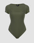 U-Neck Short Sleeve Ribbed Bodysuit green