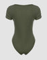 U-Neck Short Sleeve Ribbed Bodysuit green