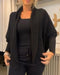 Lapel Batwing Sleeve Casual Cardigan Open Front Sweater (ONLY) black