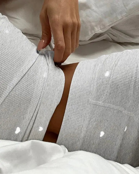 2 Pieces Outfit Ditsy Floral Print U-Neck Tank Top and Elastic Waist Shorts Set Slim Fit Ribbed Set light gray