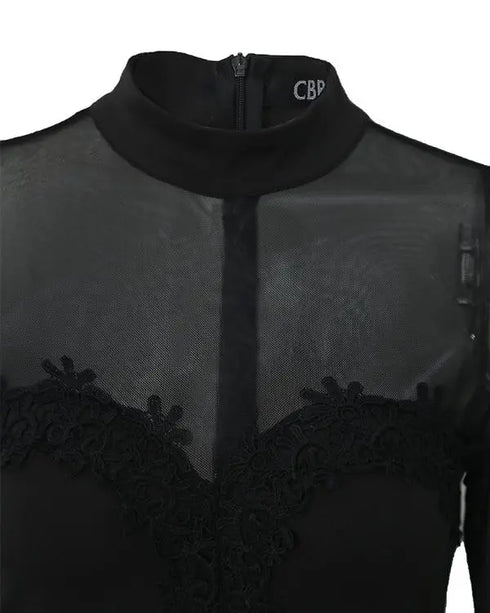 Off Shoulder Long Sleeve Lace Spliced Ruched Evening Dress Velvet Mini Party Dress black