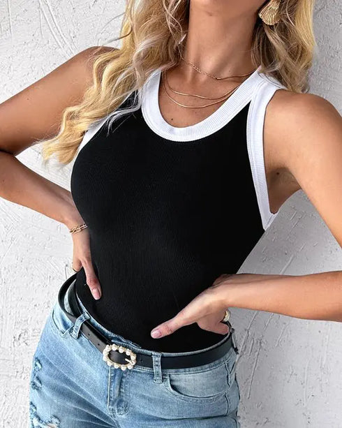 Eyelash Print Casual Tank Top black