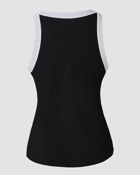 Eyelash Print Casual Tank Top black