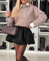 PU High Waist A-Line Puff Mini Skirt Casual Skirt black