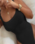U-Neck Sleeveless Tank Top Bodysuits Slim Fit Ribbed Bodysuits black