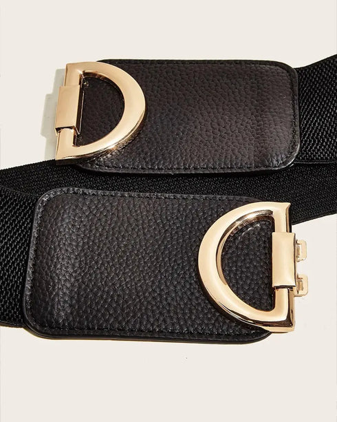 1pc Women's Elegant and Fashionable D-Letter Wide Elastic Waistband black