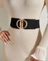 1pc Women's Elegant and Fashionable D-Letter Wide Elastic Waistband black
