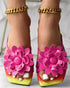 Rainbow Ombre Floral Pattern Slippers hot pink