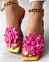 Rainbow Ombre Floral Pattern Slippers hot pink