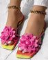 Rainbow Ombre Floral Pattern Slippers hot pink