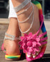 Rainbow Ombre Floral Pattern Slippers hot pink