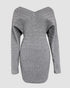 V-Neck Hollow Out Long Sleeve Knit Dress gray