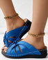 Hollow Out Tied Detail Wedge Slippers blue
