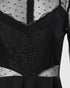 Dot Mesh Ruffles Long Sleeve Dress black