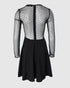 Dot Mesh Ruffles Long Sleeve Dress black
