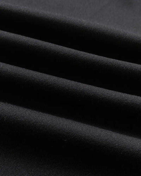 U-Neck Zipper Front Long Sleeve Slim Fit Flared Jumpsuit with Belt black