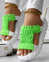 Braided Cutout Round Toe Casual Slippers lvs green