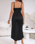 Sexy Square Neck Thick Strap Backless Slit Dress black