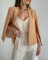 Open Front Shoulder Padded Cape Blazer Coat khaki