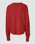 V-Neck Long Sleeve Beaded Decor Oversized Sweater Fluffy Pullover Top red