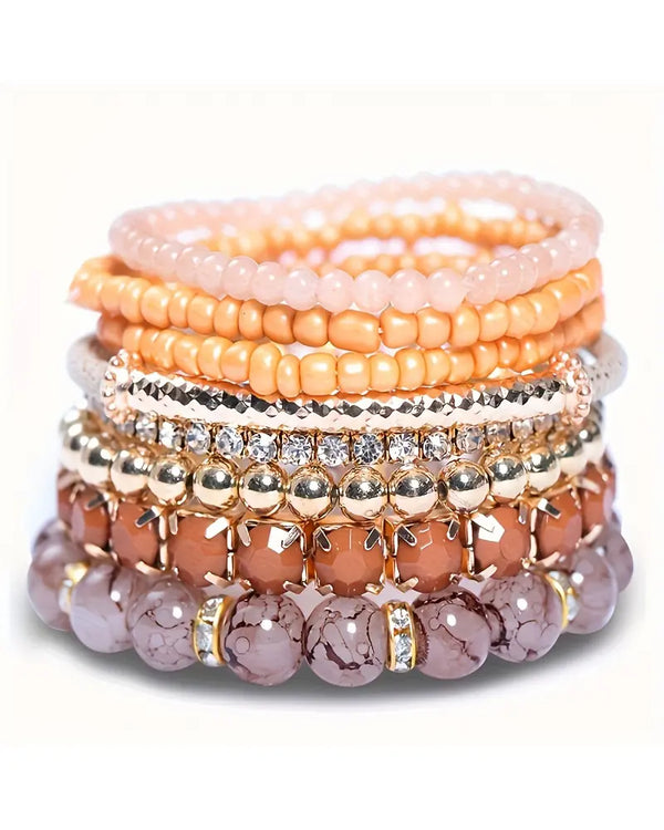1pcs Bohemian Beaded Trendy Multi-layer Bracelet pink