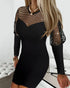 Fishnet Patch Rhinestone Decor Bodycon Dress black