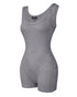 Ribbed U-Neck Yoga Romper Workout One Piece Seamless Tank Top Jumpsuit gray