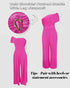 Metal Ring Decor All Over Print One Shoulder Ruched Jumpsuit Casual Pleated Wide Leg Jumpsuit hot pink