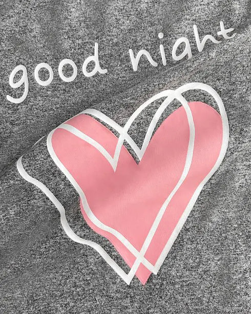 2 Pieces Outfit Cute Letter Print Short Sleeve T-shirt and Plaid Pants Set Loungewear gray