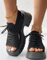 Lace-up Hollow Out Platform Wedge Sandals black