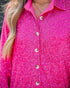 Allover Sequin Button-down Long Sleeve Shirt Top hot pink