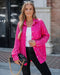 Allover Sequin Button-down Long Sleeve Shirt Top hot pink