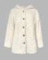 Argyle Textured Button Down Side Slit Long Sleeve Fleece Teddy Coat Hooded Jacket Warm Outwear Apricot
