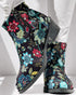 Vintage Floral Tribal Pattern Zipper Back Ankle Boots black