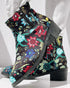 Vintage Floral Tribal Pattern Zipper Back Ankle Boots black