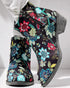 Vintage Floral Tribal Pattern Zipper Back Ankle Boots black