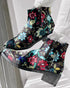 Vintage Floral Tribal Pattern Zipper Back Ankle Boots black