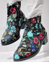 Vintage Floral Tribal Pattern Zipper Back Ankle Boots black