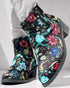 Vintage Floral Tribal Pattern Zipper Back Ankle Boots black