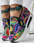 Floral Pattern Embroidery Mesh Sneakers black&multicolor
