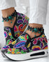 Floral Pattern Embroidery Mesh Sneakers black&multicolor