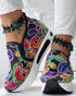 Floral Pattern Embroidery Mesh Sneakers black&multicolor