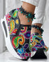 Floral Pattern Embroidery Mesh Sneakers black&multicolor